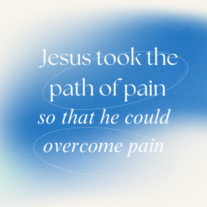 Image with quote: Jesus took the path of pain so that he could overcome pain.